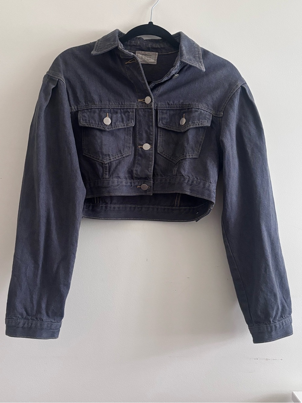 Cropped Women's Denim Jacket Charcoal Purple